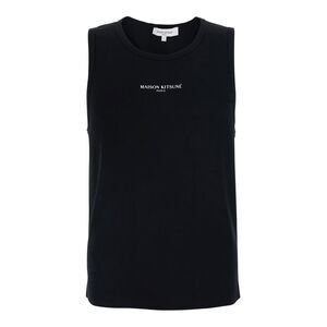 Maison Kitsune Men Maison Kitsuné Paris Ribbed Tank Top Black Top